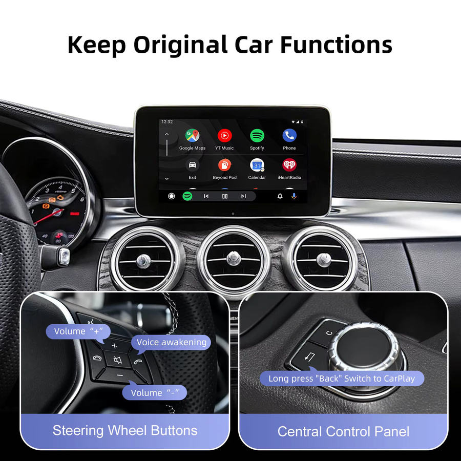 Ezonetronics Kabelloses CarPlay und Android Auto Nachrüstkit Decoder-Box für Mercedes Benz NTG 4.5 und 4.7 COMAND System (2011-2015) mit Wi-Fi und Bluetooth - Bild 5
