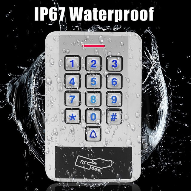 Asia-Teco RFID-Passwort Tastatur zur Zugangskontrolle mit Hintergrundbeleuchtung, wasserdicht IP68, Metall, Farbe: Silber, B/T/H: 12,4 x 8,0 cm - Bild 1