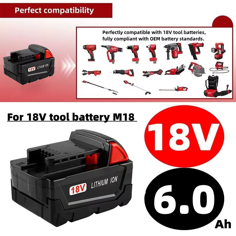 Milwaukee Akku für 18V und 12V Akku-Werkzeuge, kompatibel mit M18/M12 XC 48-11-2410, 48-11-2420, 48-11-2411 und M18B5 48-11-1860 - Bild 3