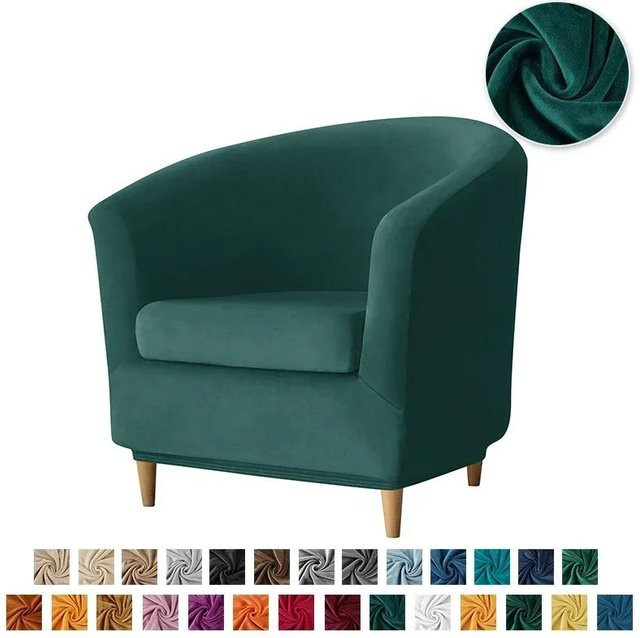 Bestbags Stretch-Sesselbezug aus Samt in Grün für Club-Badewannen-Sessel und Einzelsofas - Bild 1