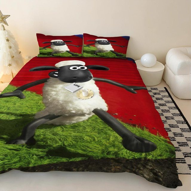3-teiliges Bettwäsche-Set mit Schaf-Motiv von Practical Home Decor, bunt bedrucktes Schlafzimmer-Set aus Polyester, B/H: 135 x 200 cm und 90 x 200 cm - Bild 1