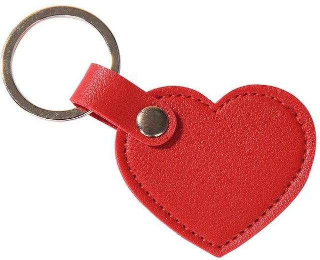 Schlüsselanhänger Leder, Herzform, rot, Damen - Bild 1