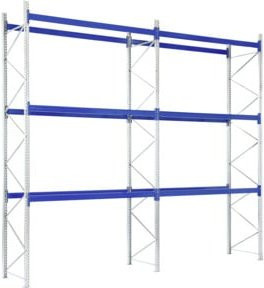 Bito Paletten-Komplettregal-Set P2 mit 3 Ebenen, Farbe: Enzianblau, H x B x T: 500 x 1430 x 110 cm, Tragkraft 800 kg - Bild 1