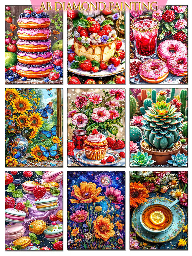 Xiaoyu Diamantmalerei Macaron Dessert als DIY Mosaik-Stickerei mit Strass für die Wanddekoration, Durchmesser: 30 cm, Mehrfarbig - Bild 2