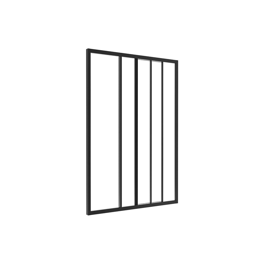 Vente-unique Glaswand Ravena Schwarz mit Aluminium und Glas als Schiebetür, Breite: 90 cm, Tiefe: 35 cm, Höhe: 130 cm - Bild 2