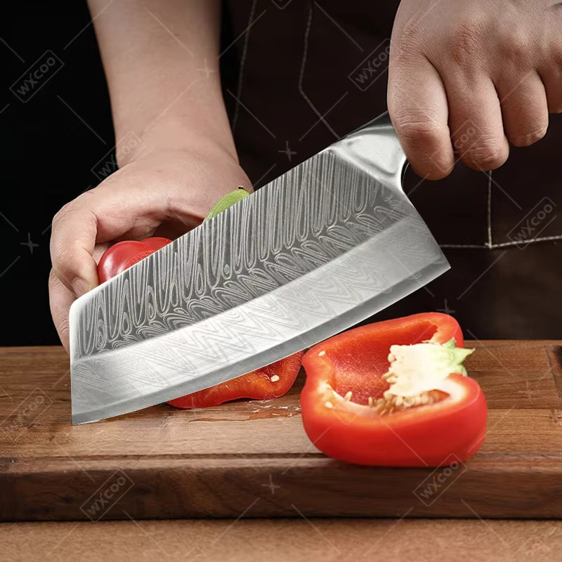 WXCOO Mehrzweck-Kochmesser aus Edelstahl in Silber mit Holzgriff als Fleischbeil und Ausbeinmesser - Bild 3