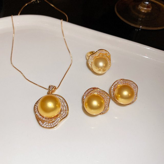 UOSU Schmuck-Set, Perle, Gold - Bild 1
