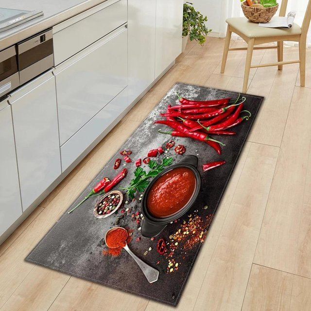 Karpetti Fußmatte mit Zutaten und Gewürze Muster für die Heimküche, rutschfest und waschbar, B/T: 80 x 50 cm, Mehrfarbig - Bild 1