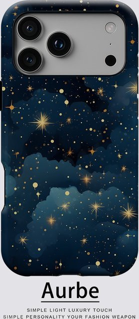 Potdemiel Magnetische Handyhülle mit Goldenen Sternenwolken für iPhone 13 bis iPhone 17 Pro Max Plus in Gold und Multicolour - Bild 1