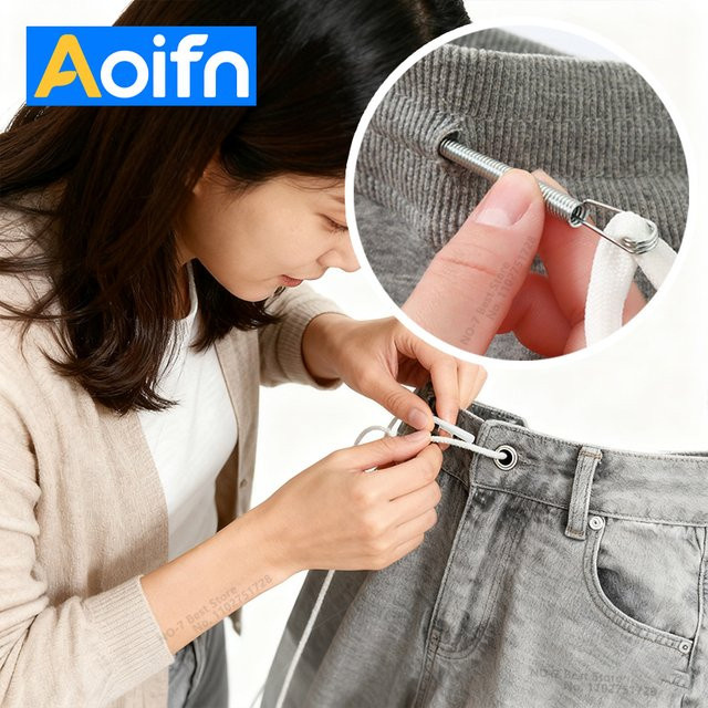 Biegsamer Feder-Kordelzug-Einfädler aus Metall in Silber für Jogginghosen und Hoodies - Bild 1