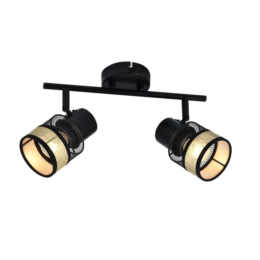 ZMH Deckenstrahler 2-flammig in Schwarz und Gold mit Stoffschirm, schwenkbar, E27 LED max. 25W - Bild 2