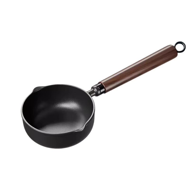 JUSTINLAU Gusseiserne Bratpfanne in Schwarz, kleine Flachbodenpfanne und Milchtopf zum Braten von Eiern - Bild 6