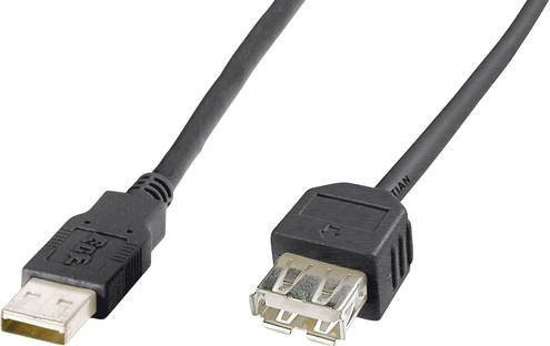 Digitus USB 2.0 Verlängerungskabel mit USB-A Stecker und USB-A Buchse, Schwarz, 3,00 m - Bild 1