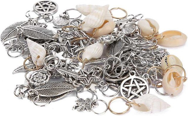 GoolRC Haarschmuck Haarflechtringe, 70 Stück, grau, Unisex - Bild 1