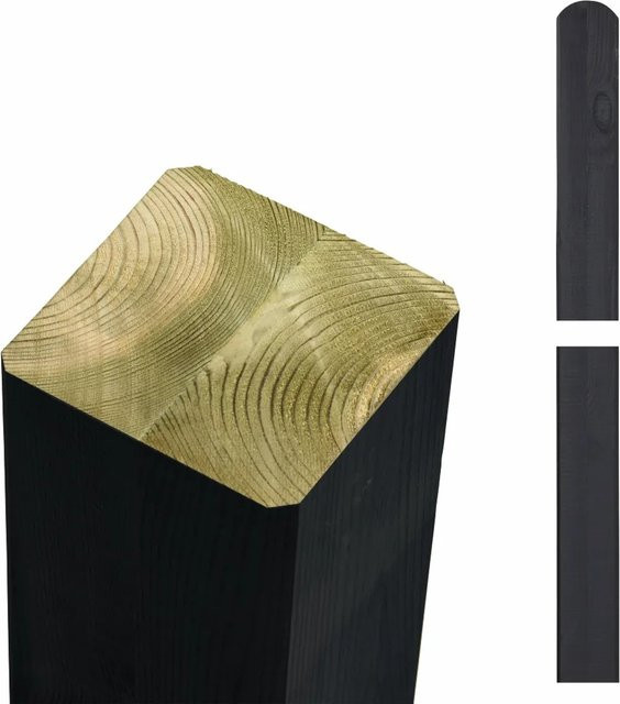 Zaunpfosten aus Leimholz Kiefer in Schwarz, B/T/H: 9 x 9 x 298 cm - Bild 1
