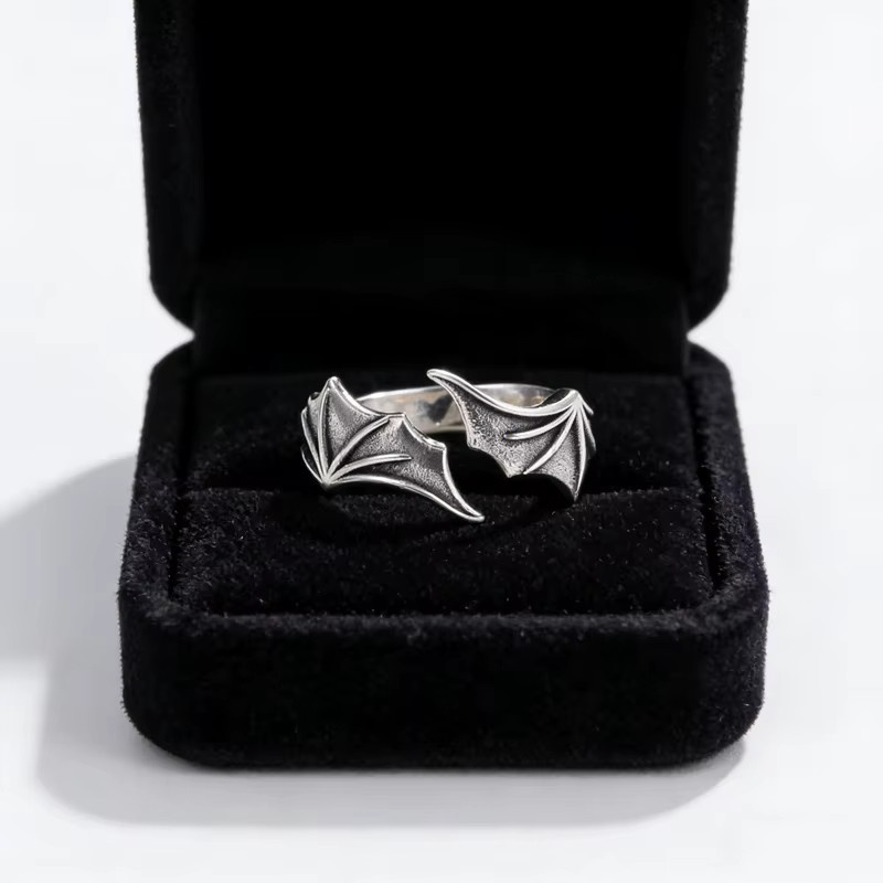 Yerik Ring, Engel Dämon Flügel, Silber, Unisex, Vintage - Bild 3