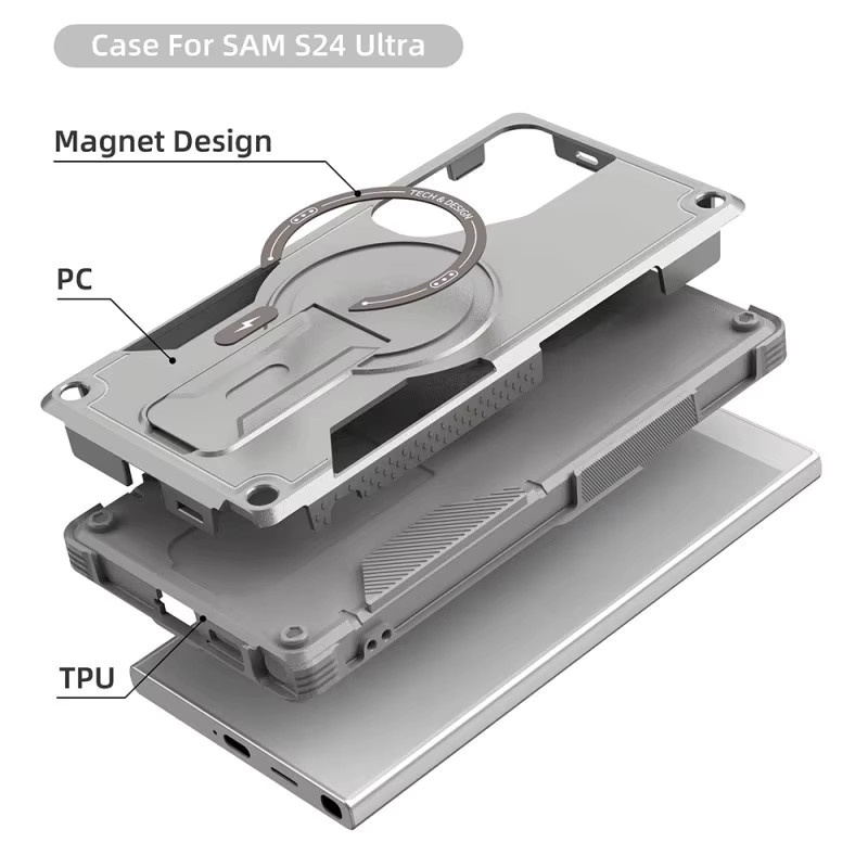 Magnetische Stoßfeste Handyhülle für Samsung Galaxy A55 A06 A26 A25 A05 A24 A54 5G mit Kabelloser Ladung und Aufstellfunktion in Pink - Bild 2