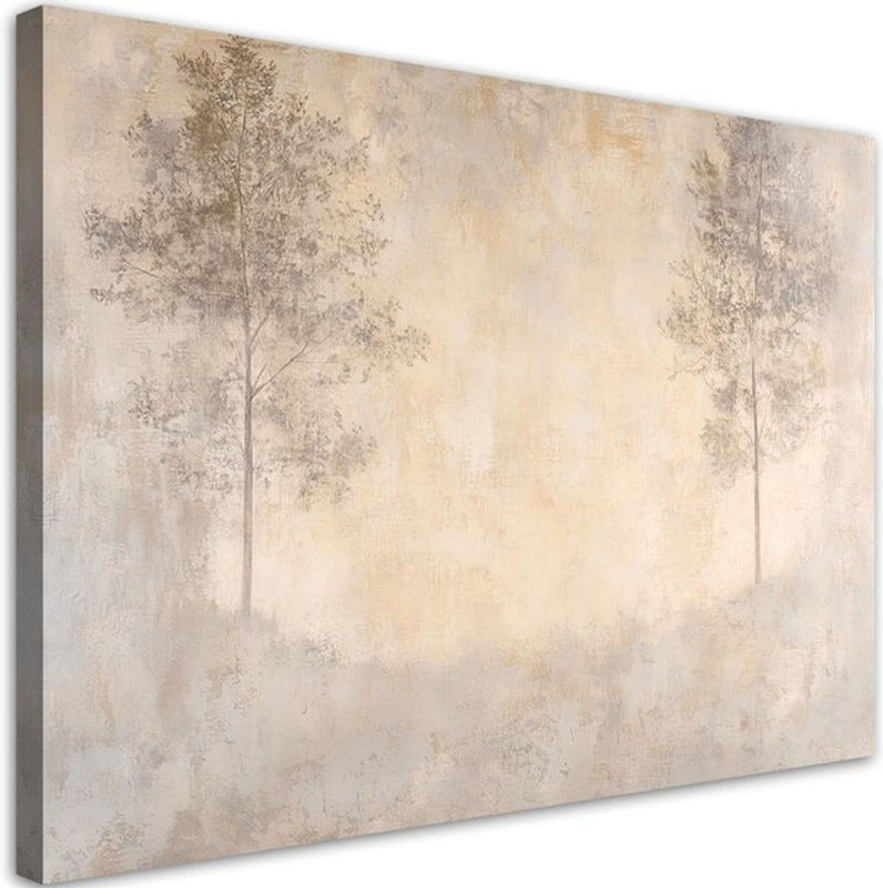 Feeby Leinwandbild Nebeliger Wald in Beige, Landschaftsmotiv im Querformat, B: 100 cm, H: 70 cm - Bild 1