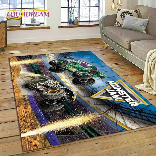 Karpetti Monster Jam Cartoon Teppich für Kinder mit Monster Truck Motiv, Mehrfarbig, B/B: 40 x 60 cm - Bild 1