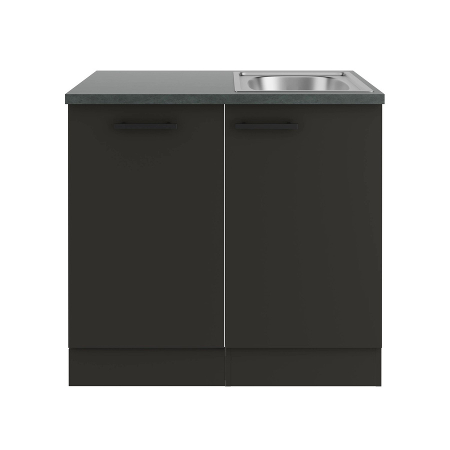 OPTIFIT Madrid420 Küchen-Spülenschrank-Set in Anthrazit Matt mit Edelstahl-Elementen - Bild 2