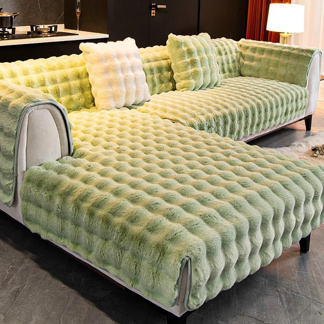 XIFEI Universeller rutschfester Sofabezug aus Plüsch in Grün, waschbare Couch-Schonbezüge für das Wohnzimmer, B/B: 90 x 90 cm - Bild 1