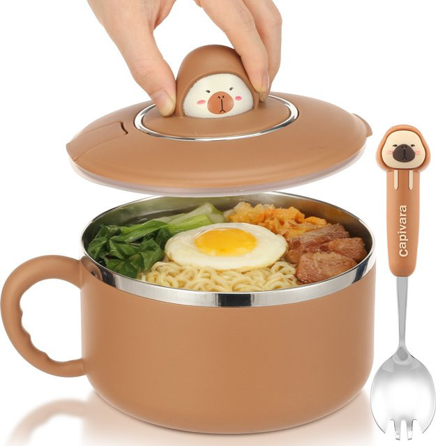Willstar Ramen-Schüssel mit Deckel und Abtropffunktion für Instantnudeln, 1200 ml, Pink oder Braun - Bild 1