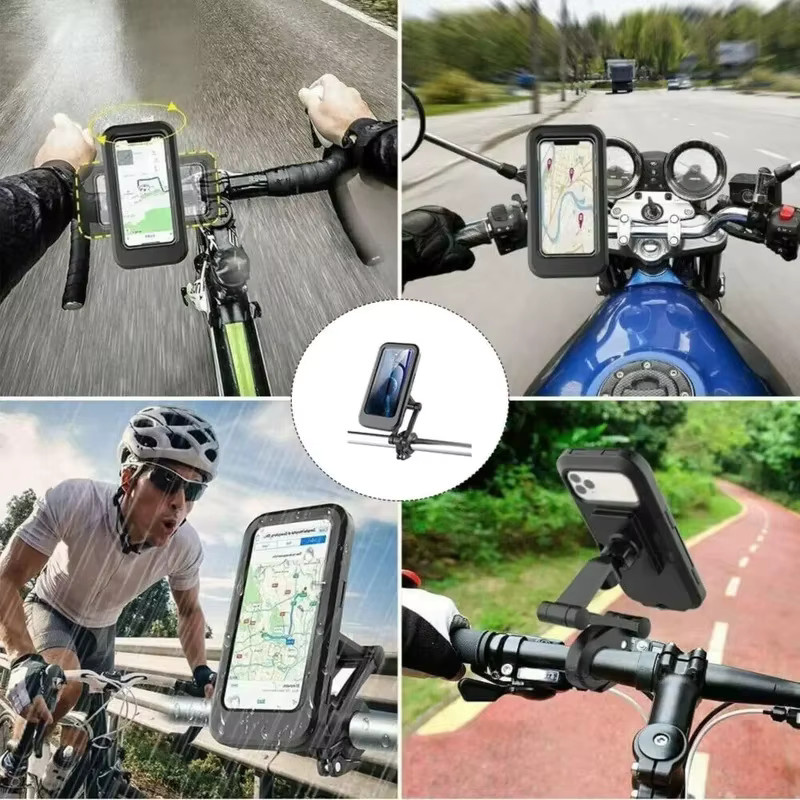 360 Grad drehbarer und wasserdichter Fahrrad-Handyhalter sowie Motorrad-Handyhalterung in Schwarz - Bild 4