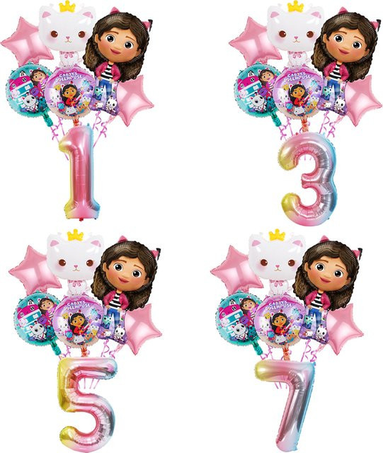 7-teiliges Disney Gabby Dollhouse Ballon-Set aus Aluminiumfolie in Mehrfarbig für Kindergeburtstage und Partydekorationen - Bild 1