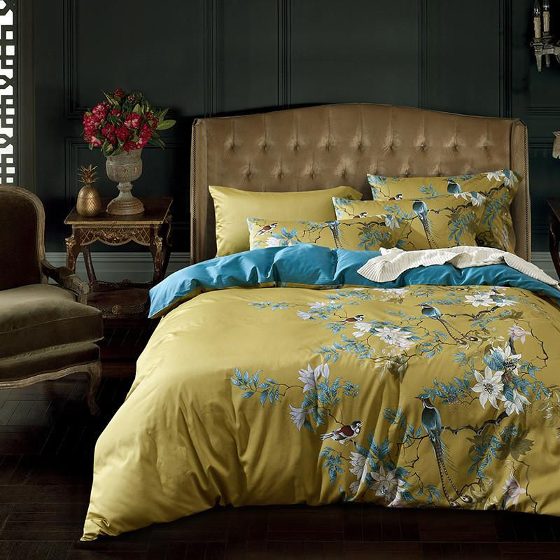 Bin Chi Textiles Bettwäsche-Set aus ägyptischer Baumwolle mit floralem Digitaldruck, 4-teilig, Grün, B/H: 150 x 200 cm - Bild 4