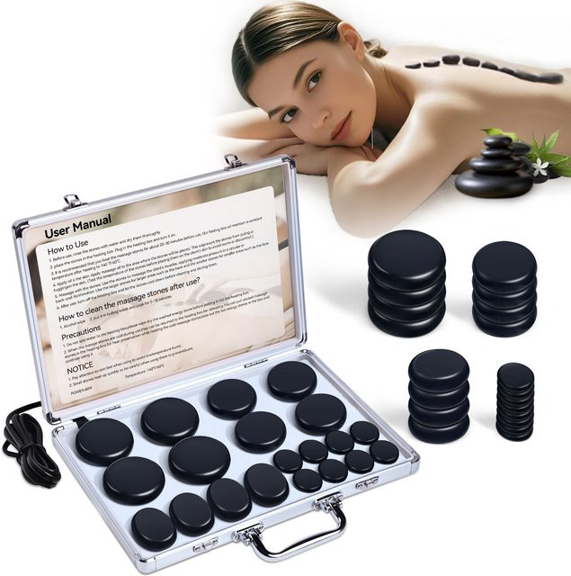 HolistHeal Hot Stone Massage Set, Schwarz, 33 g - Bild 1