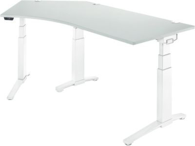 Schäfer Shop Genius ERGOSTYLE S Eckschreibtisch elektrisch höhenverstellbar, lichtgrau/weiß, B: 216,5 cm, T: 80 cm, H: 64,5-130,5 cm - Bild 1