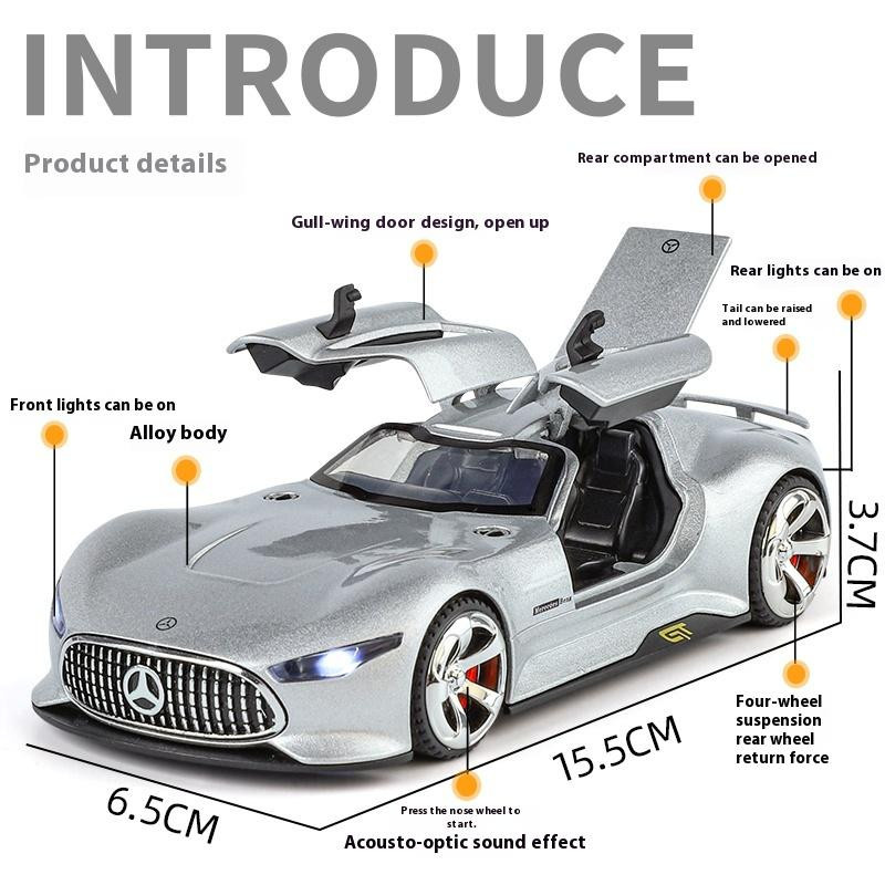Activating Toys Mercedes Benz AMG Vision GT Supercar Modellauto, 1:32, mit Sound und Licht, silber - Bild 3