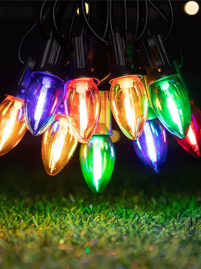 Grensk C7 Lichterkette RGB Multicolour, wasserdichte E12 LED-Straßengirlande aus bruchsicherem Kunststoff für die Außen- und Hofdekoration - Bild 7