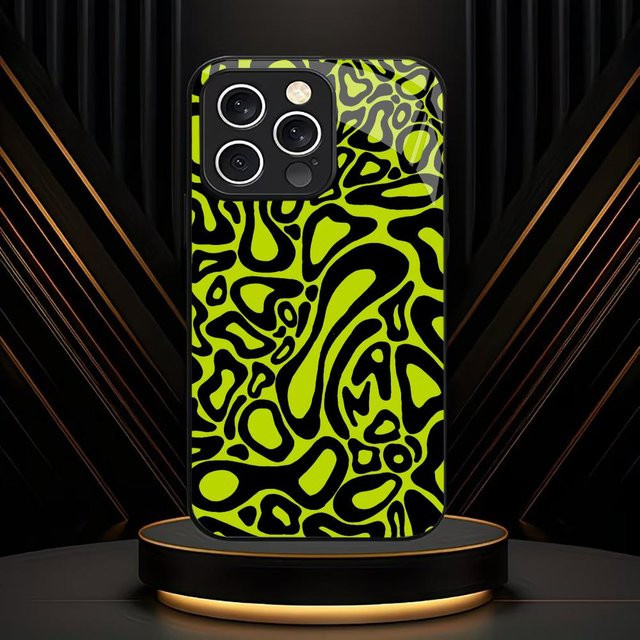 L-Lando Norris Element Pattern Handyhülle aus Glas und TPU für Apple iPhone (Modelle: 17, 16, 15, 14, 13, 12, 11) in Schwarz mit Anti-Sturz-Funktion - Bild 1