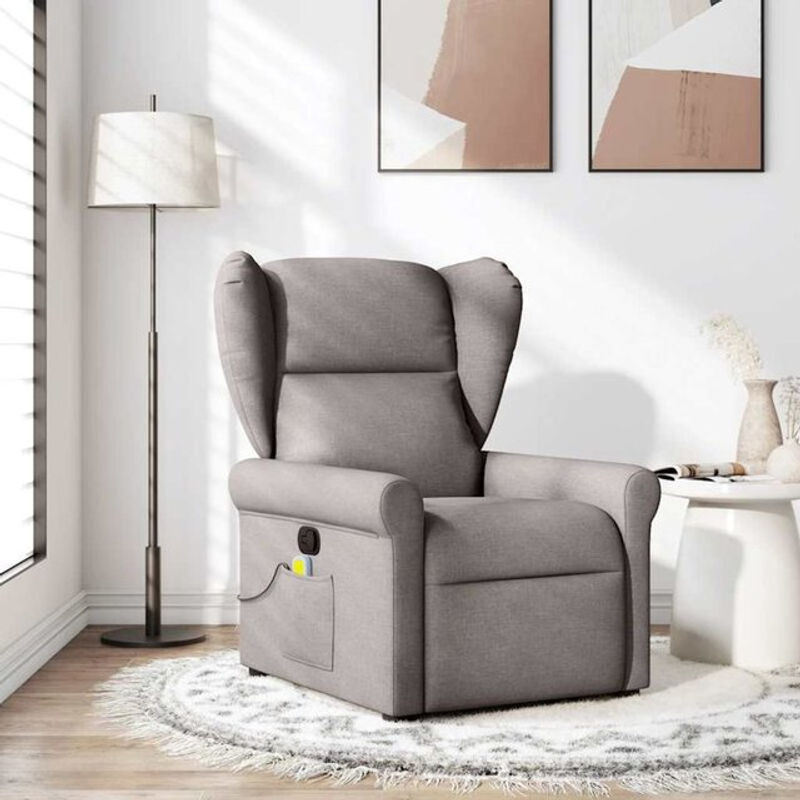 Vidaxl Massagesessel Relaxsessel aus Stoff in Taupe Meliert/Grau, B/T/H: 72,5 x 87 x 100,5 cm - Bild 1