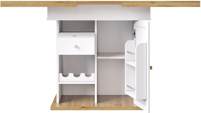 okwish Esstisch klappbar und ausziehbar mit Snackregal und Weinregal in Weiß, B/T: 110-140 x 80 cm - Bild 1