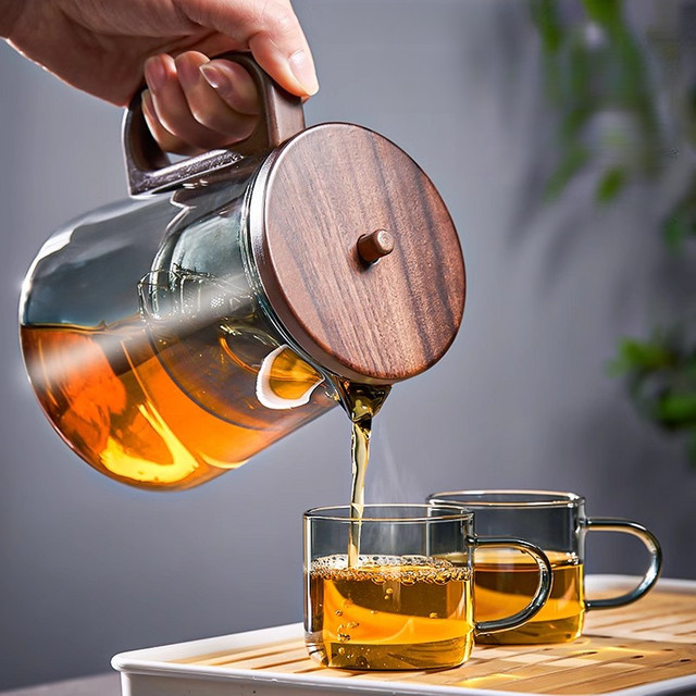 Gianxi Glas Teekanne mit Infuser im Kung Fu Lift-Stil, transparent, 840 ml - Bild 1