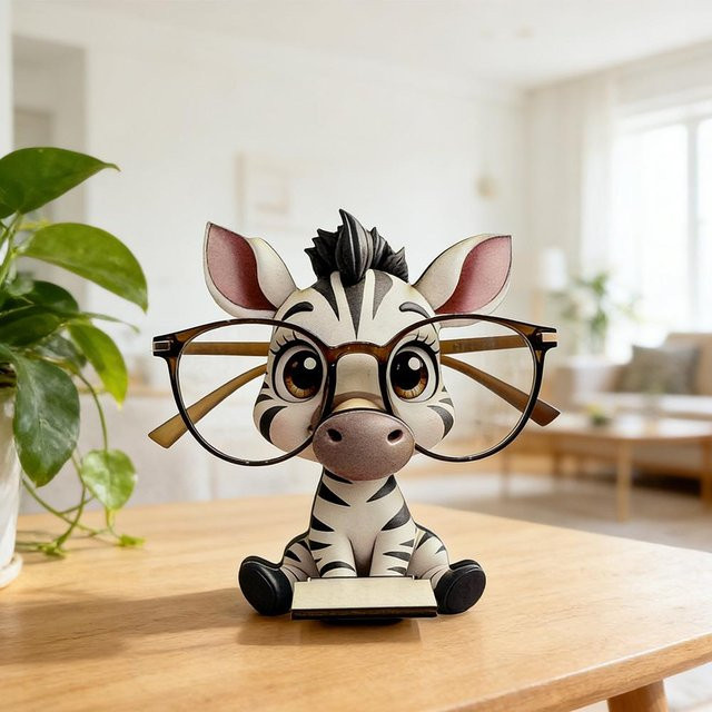 Binchi Outdoor Equipment Zebra Brillenhalter aus Holz im Cartoon Tier Stil, Farbe: Weiß - Bild 1