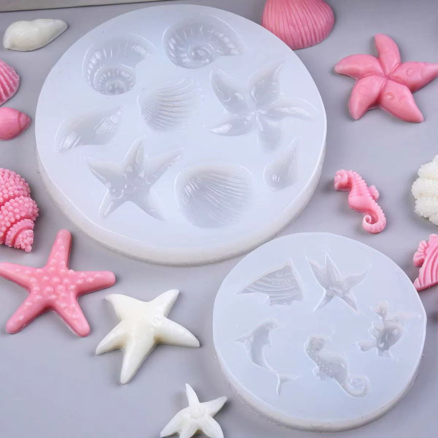UDOCOOL 3D Muschelschalen-Silikonform für Kerzen und DIY-Projekte mit Seepferdchen- und Ozean-Motiven für Gips oder Epoxidharz - Bild 1