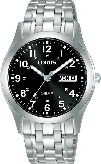 Lorus Armbanduhr, Quarz, Edelstahl, Schwarz, 38 mm, Herren - Bild 1