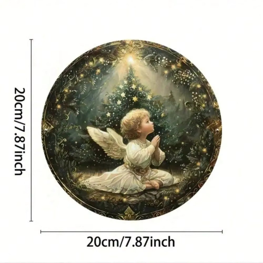 CIFBUY Vintage Gebetsengel Metallschild Weihnachts-Wanddekoration, B/H: 20,3 x 20,3 cm, Mehrfarbig - Bild 2