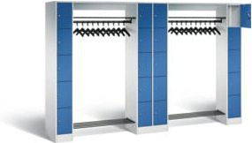 C+P Offene Garderobe Serie 8070 mit Garderobenstange und Zylinderschlössern, Front Enzianblau, Korpus Lichtgrau, H x B x T: 195 x 284 x 48 cm - Bild 1