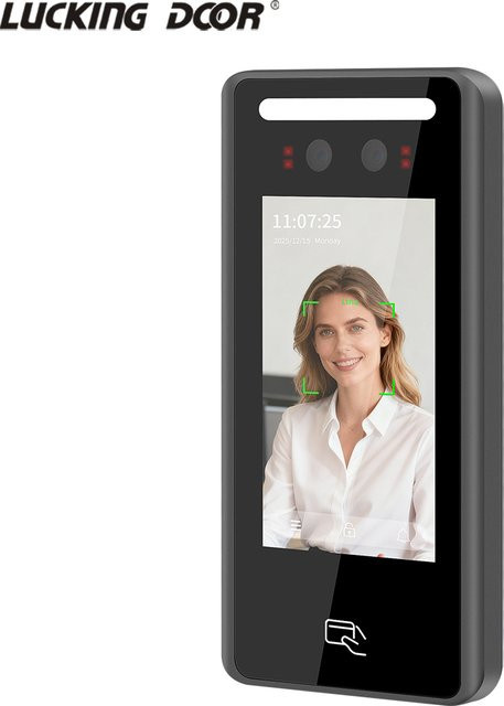 LUCKING DOOR All-In-One Zeiterfassungsgerät mit 4,5 Zoll Display, dynamischer Gesichtserkennung, RFID-Karte und USB, Schwarz - Bild 1