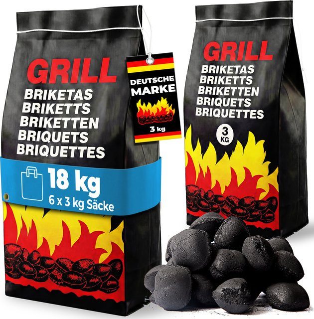 Deuba Holzkohlebriketts 6er-Set, 18 kg (6 x 3 kg) - Bild 1