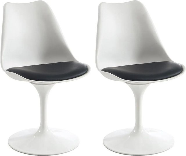 Vente-unique Design Stuhl Xafy in Schwarz und Weiß mit Kunstleder und Stahlgestell - Bild 1