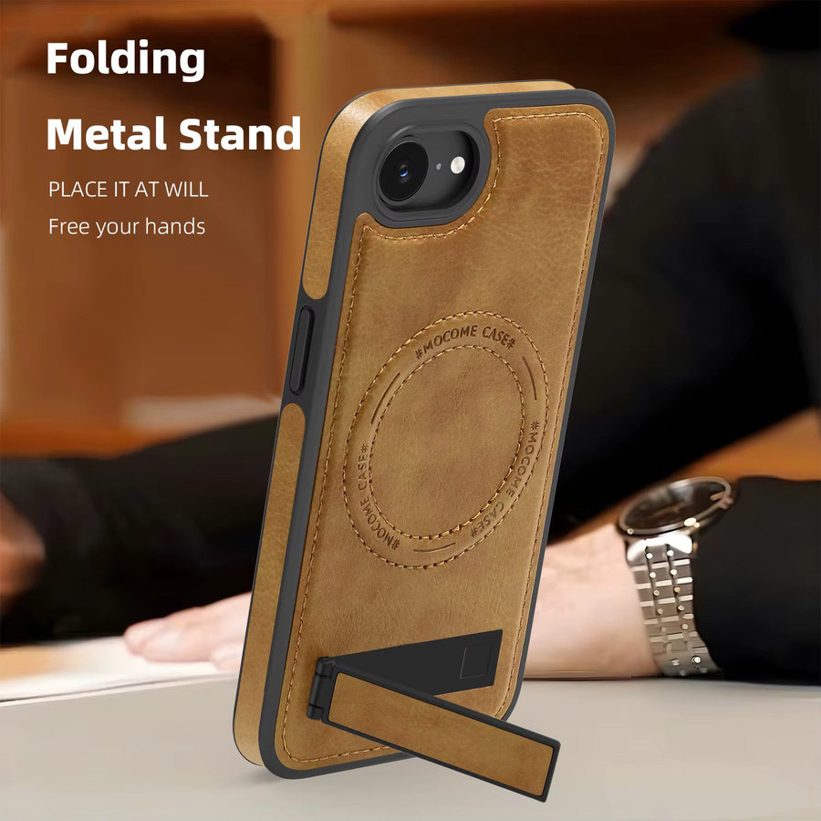 LICOERS Magnetische Leder-Schutzhülle mit Standhalterung für iPhone 17e und 16e in Lila, kompatibel mit MagSafe kabellosem Laden - Bild 2
