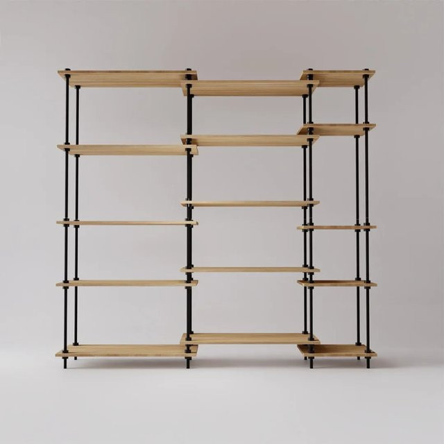 AR Shelving Deco Set Regal in Anthrazit-Eiche mit verstellbaren Regalböden, H x B x T: 185 x 193 x 35 cm - Bild 1
