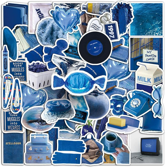 Rspctou Blaue Ästhetische Graffiti Aufkleber mit Abstrakten Motiven für DIY Dekoration von Wasserflaschen, Notizbüchern und Handys - Bild 1