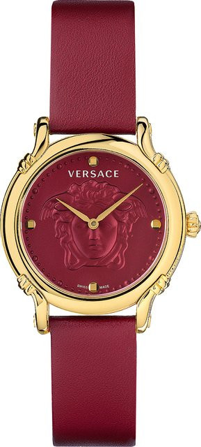 Versace Damenuhr Safety Pin, Quarz, Edelstahl, 34 mm, Rot, 5 ATM - Bild 1