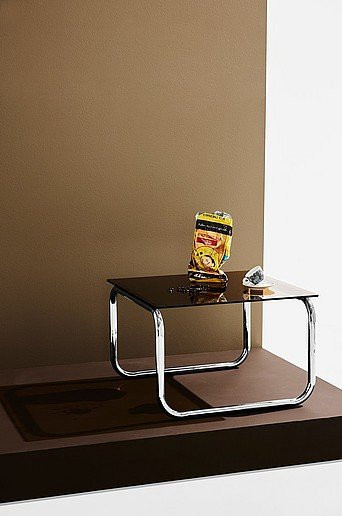 Lulu Couchtisch aus Glas und Metall in Braun, B/T/H: 60 x 60 x 40 cm - Bild 1